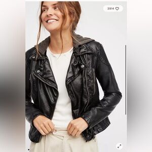 Free People Black vegan Leather Jacket size 8